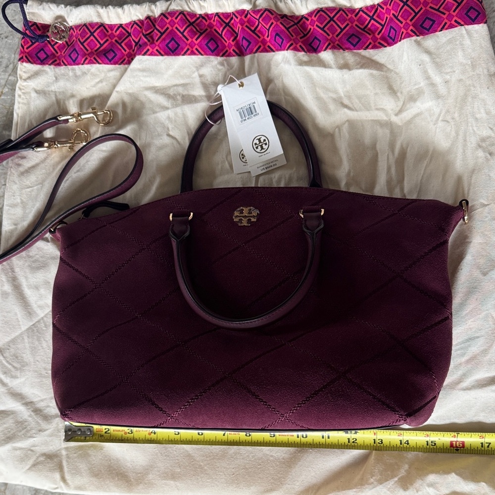 Tory Burch Stitched Suede Satchel